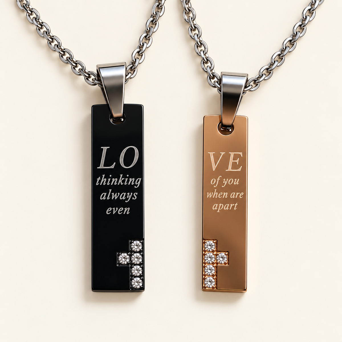 LO VE Partnerketten – 2 gravierte Halsketten für Paare