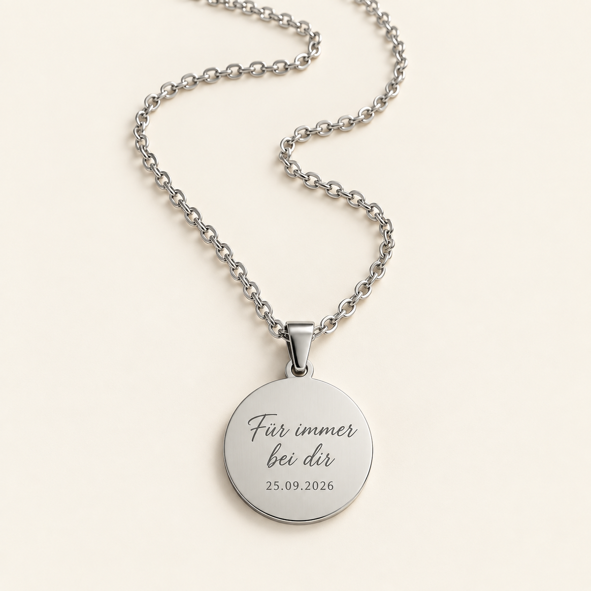Personalisierte Kette mit rundem Anhänger – 925 Sterling Silber