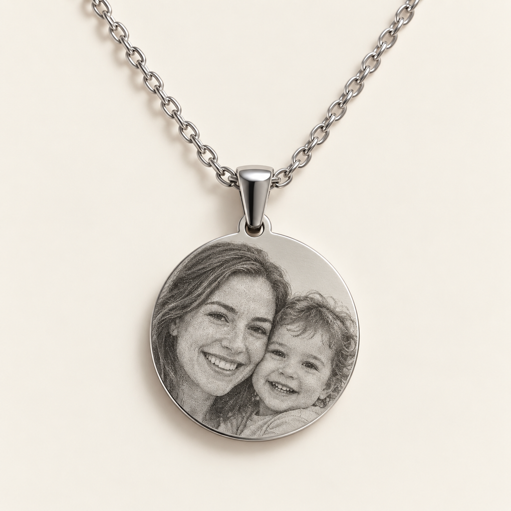 Personalisierte Kette mit rundem Anhänger – 925 Sterling Silber