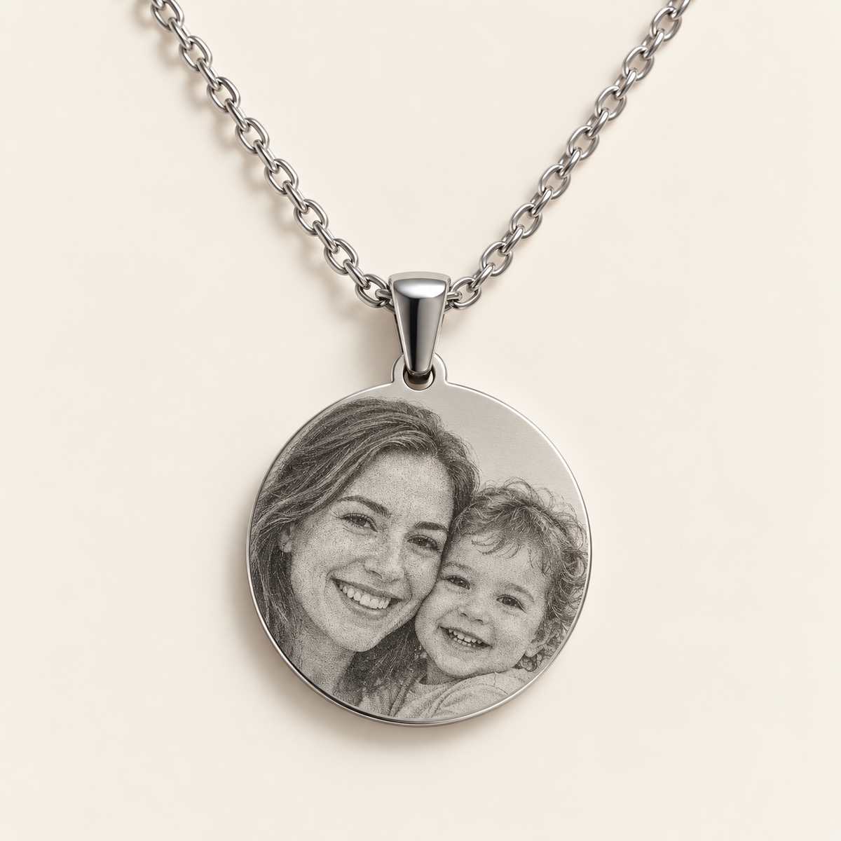 Personalisierte Kette mit rundem Anhänger – 925 Sterling Silber