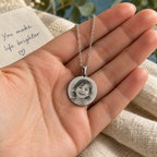 Personalisierte Kette mit rundem Anhänger – 925 Sterling Silber