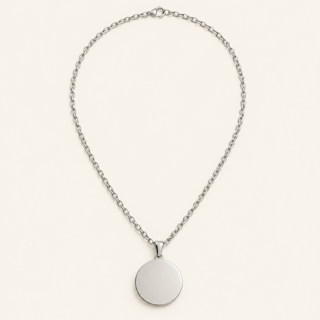 Personalisierte Kette mit rundem Anhänger – 925 Sterling Silber