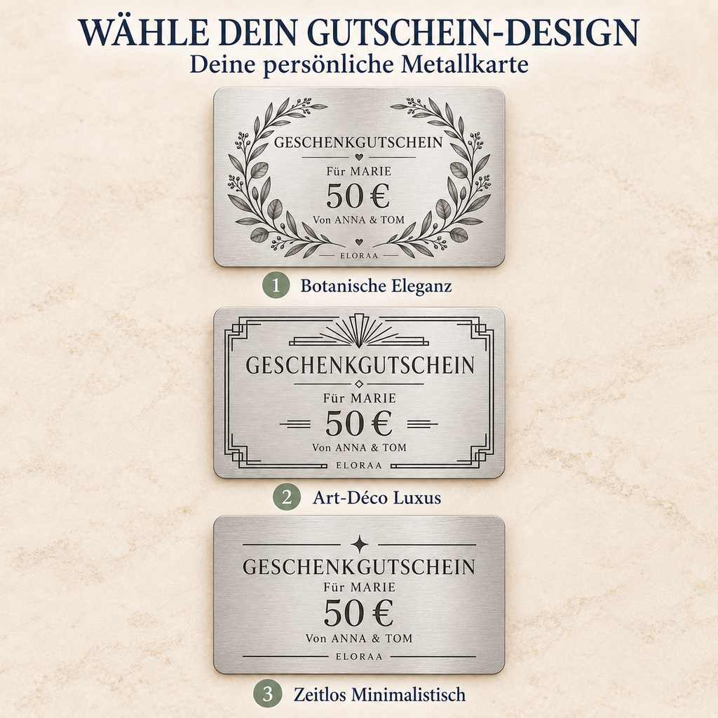 Personalisierter Geschenkgutschein – als Metallkarte