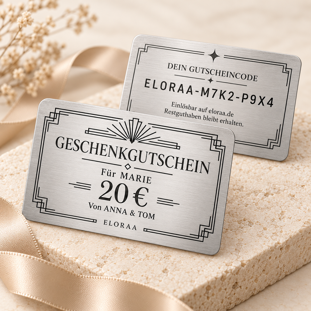 Personalisierter Geschenkgutschein – als Metallkarte