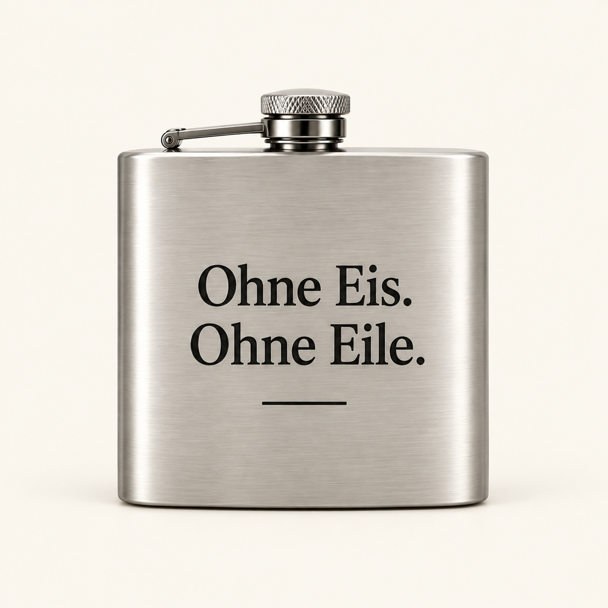 No ice. No rush. – Hip flask with a quote
