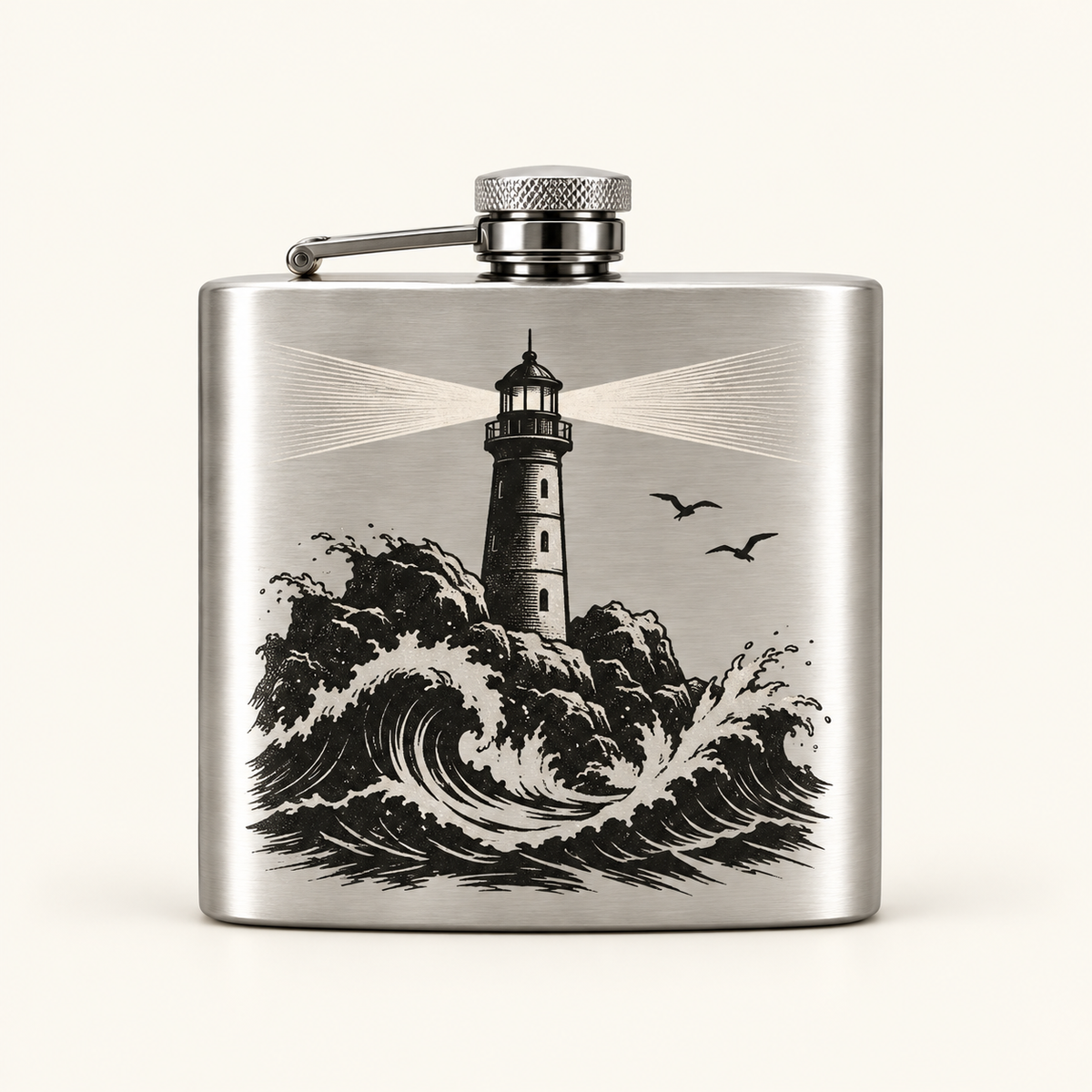 Der letzte Leuchtturm – Flachmann mit Motiv