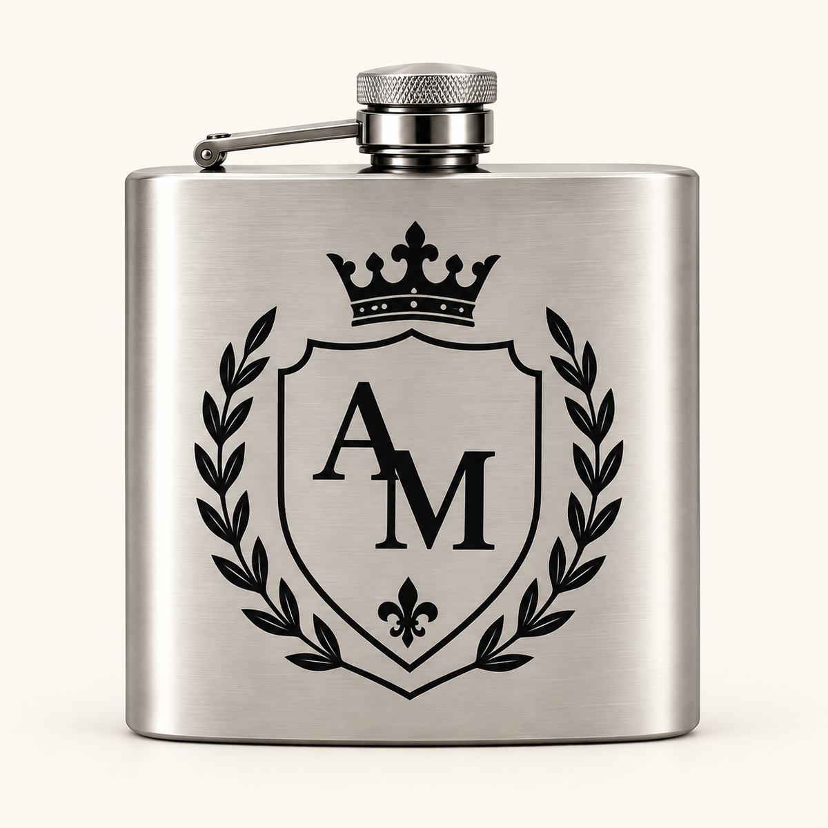 Personalisierter Flachmann „Monogramm-Wappen“ mit eigenen Initialen
