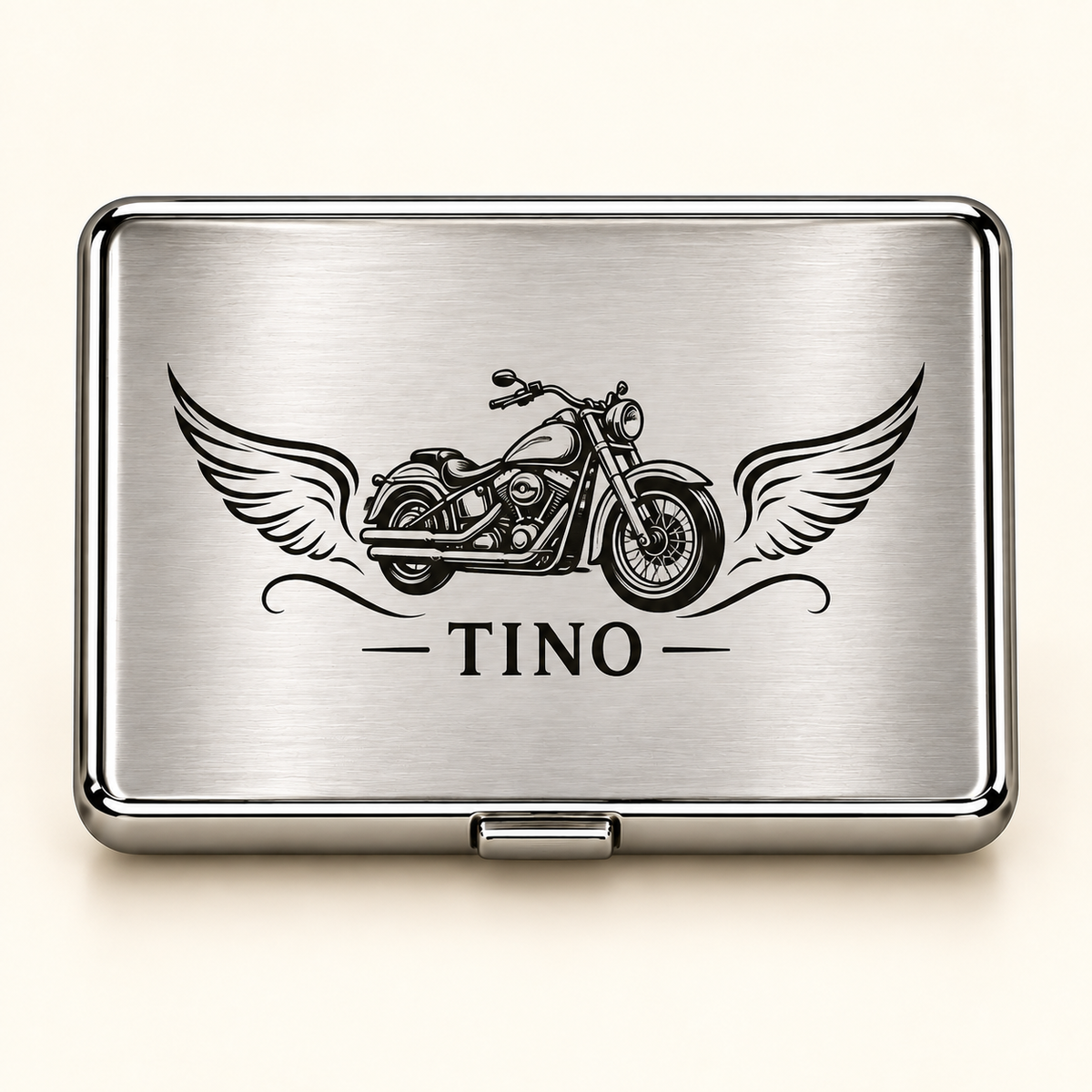 Personalisiertes Zigarettenetui „Motorrad“ mit Wunschname