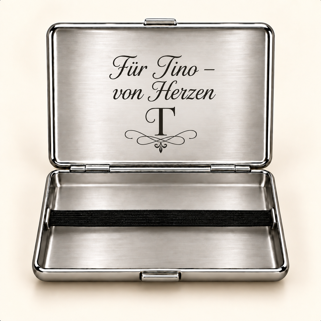 Personalisiertes Zigarettenetui mit Initiale und Wunschname – Monogramm