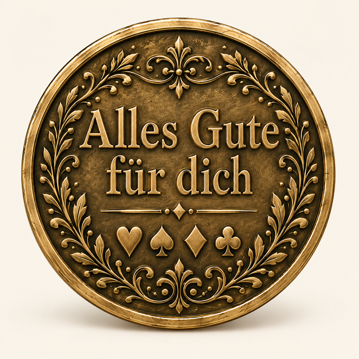 Spielkartensymbole – personalisierte Spielmünze mit Widmung