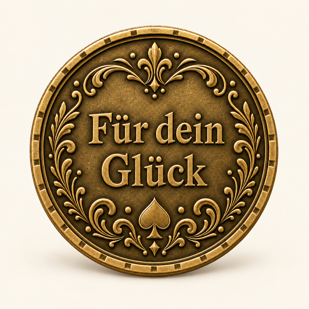 Royal Flush – personalisierte Pokermünze mit Widmung