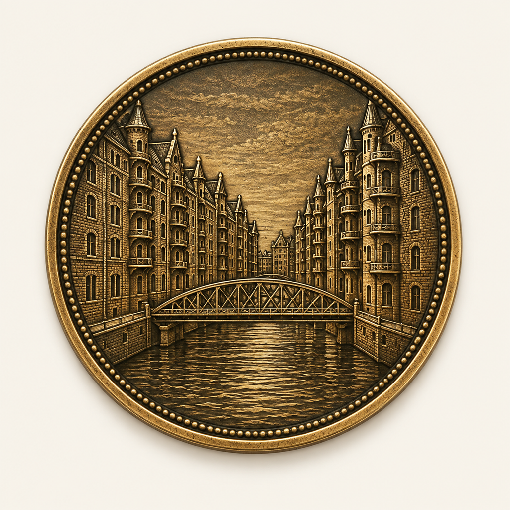 Hamburger Speicherstadt – personalisierte Münze mit Widmung