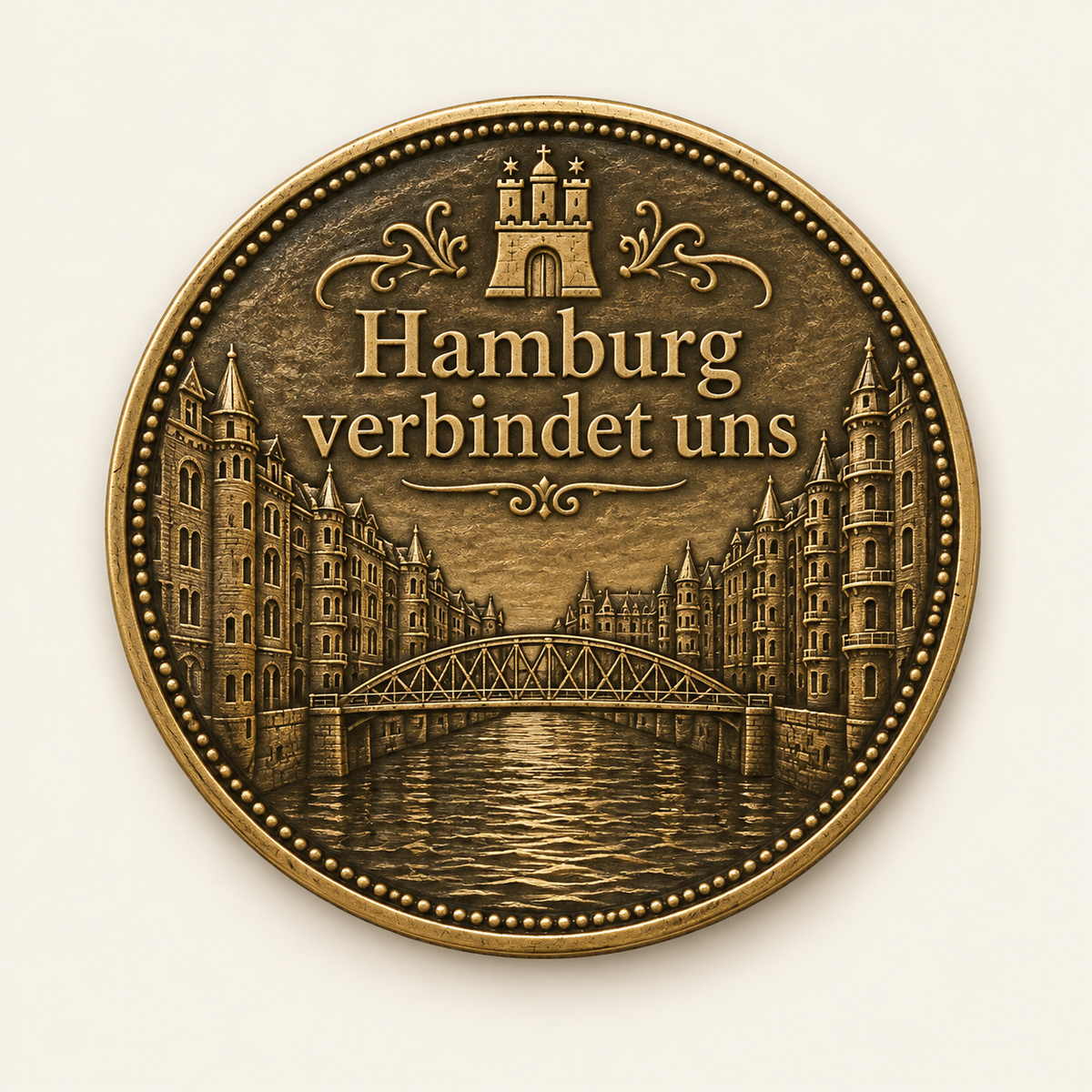 Hamburger Speicherstadt – personalisierte Münze mit Widmung